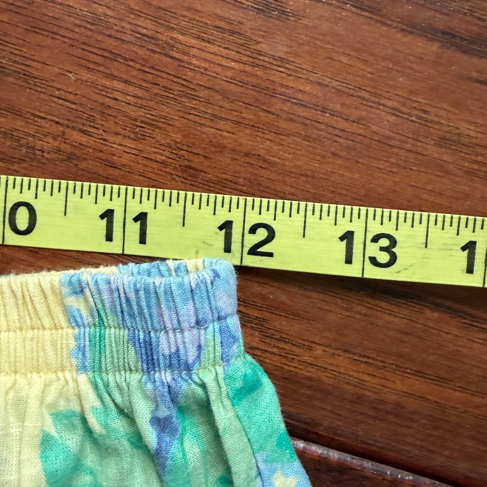 Vintage Yellow Floral Rose Hydrangea Midi Skirt Small Made USA Cotton Grannycore - Picture 4 of 5